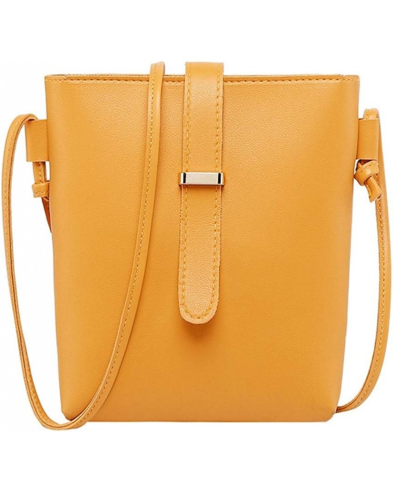 Women's Fashion Solid Faux Leather Tote Bag Phone Bag Fashion Messenger Bag Mobile Strap Women Shoulder Bag Yellow $5.38 Shou...