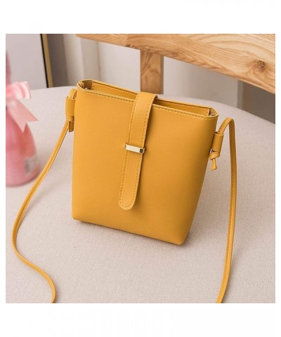 Women's Fashion Solid Faux Leather Tote Bag Phone Bag Fashion Messenger Bag Mobile Strap Women Shoulder Bag Yellow $5.38 Shou...