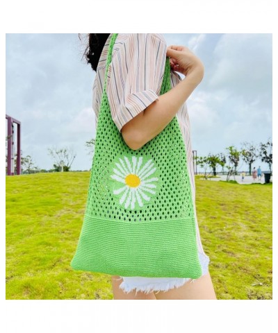 Fairycore Hobo Bag Y2K Fairy Grunge Daisy Crochet Tote Bag Aesthetic Indie Shoulder Handbags Alt Mesh Purse Accessory Green $...