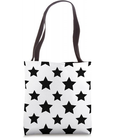 Star Print Geometric White Black Light Aesthetic Tote Bag $11.78 Totes