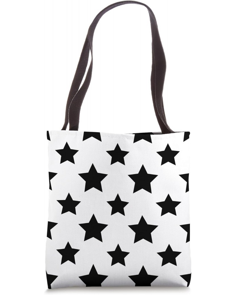 Star Print Geometric White Black Light Aesthetic Tote Bag $11.78 Totes