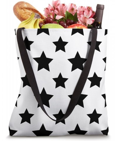 Star Print Geometric White Black Light Aesthetic Tote Bag $11.78 Totes