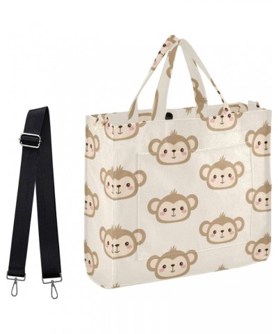 Womens Corduroy Handbag Cartoon Cute Sweet Monkey Large Crossbody Satchel Bag with Shoulder Strap Pockets for Gift Travel Bea...