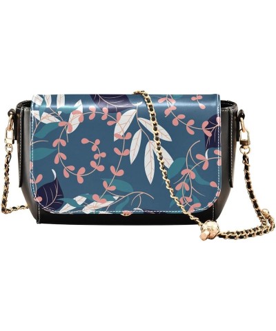 Tropical Leaf Colorful Print Women's Crossbody Handbags, PU Leather Flap Crossbody Bags, Women's Shoulder Handbag Purse Style...