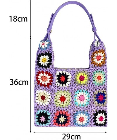 Women's Crochet Knitted Tote Bag Aesthetic Floral Summer Beach Bag Casual Mesh Shoulder Bag Woven Hobo Bag for Vacation Rose ...