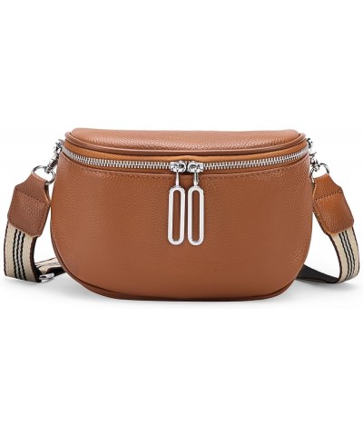 Crossbody Bags for Women Small Genuine Leather Shoulder Purse Cross Body Bag with Wristlet Top Zipper Type 5 Brown $11.96 Cro...