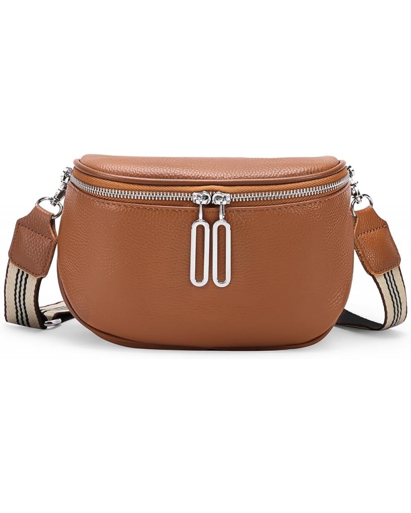 Crossbody Bags for Women Small Genuine Leather Shoulder Purse Cross Body Bag with Wristlet Top Zipper Type 5 Brown $11.96 Cro...