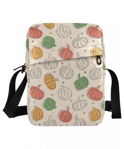 Small Crossbody Bag Men Women,Watercolor Pumpkin Adjustable Crossbody Bag with Zipper Closure Sling Side Shoulder Bag Festiva...