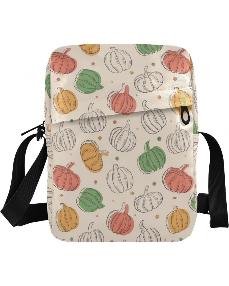 Small Crossbody Bag Men Women,Watercolor Pumpkin Adjustable Crossbody Bag with Zipper Closure Sling Side Shoulder Bag Festiva...