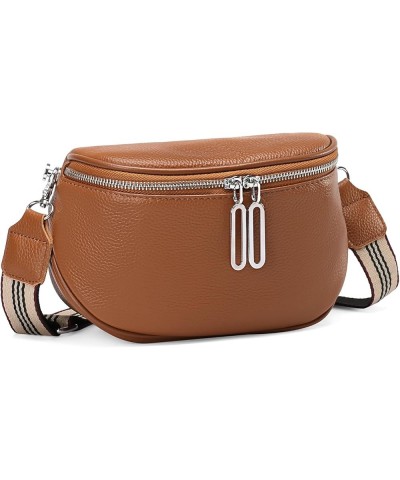 Crossbody Bags for Women Small Genuine Leather Shoulder Purse Cross Body Bag with Wristlet Top Zipper Type 5 Brown $11.96 Cro...