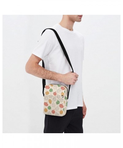 Small Crossbody Bag Men Women,Watercolor Pumpkin Adjustable Crossbody Bag with Zipper Closure Sling Side Shoulder Bag Festiva...