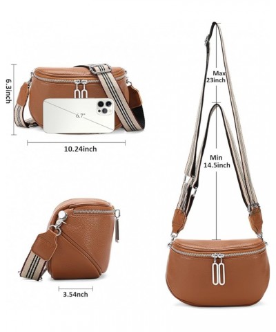 Crossbody Bags for Women Small Genuine Leather Shoulder Purse Cross Body Bag with Wristlet Top Zipper Type 5 Brown $11.96 Cro...