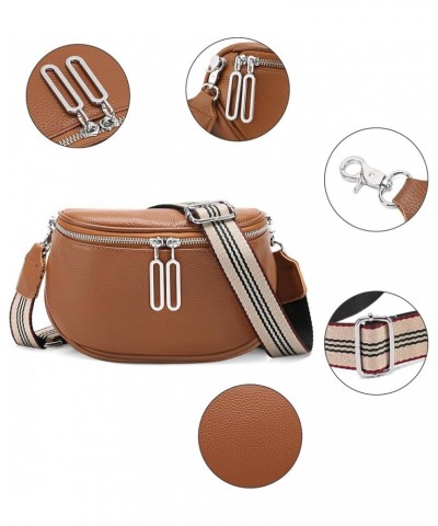 Crossbody Bags for Women Small Genuine Leather Shoulder Purse Cross Body Bag with Wristlet Top Zipper Type 5 Brown $11.96 Cro...