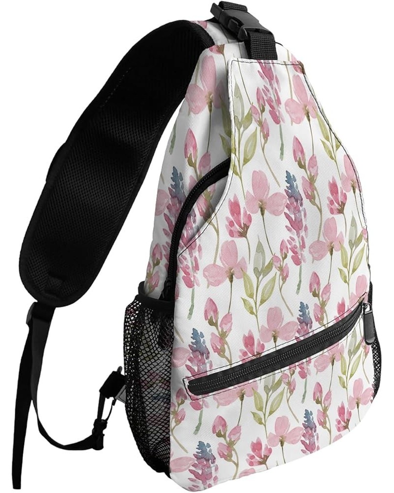 Sling Bag Crossbody Bag for Women Men Floral Daisy Simple Pink White Daisy Green Burlap Waterproof Hiking Backpack Lightweigh...