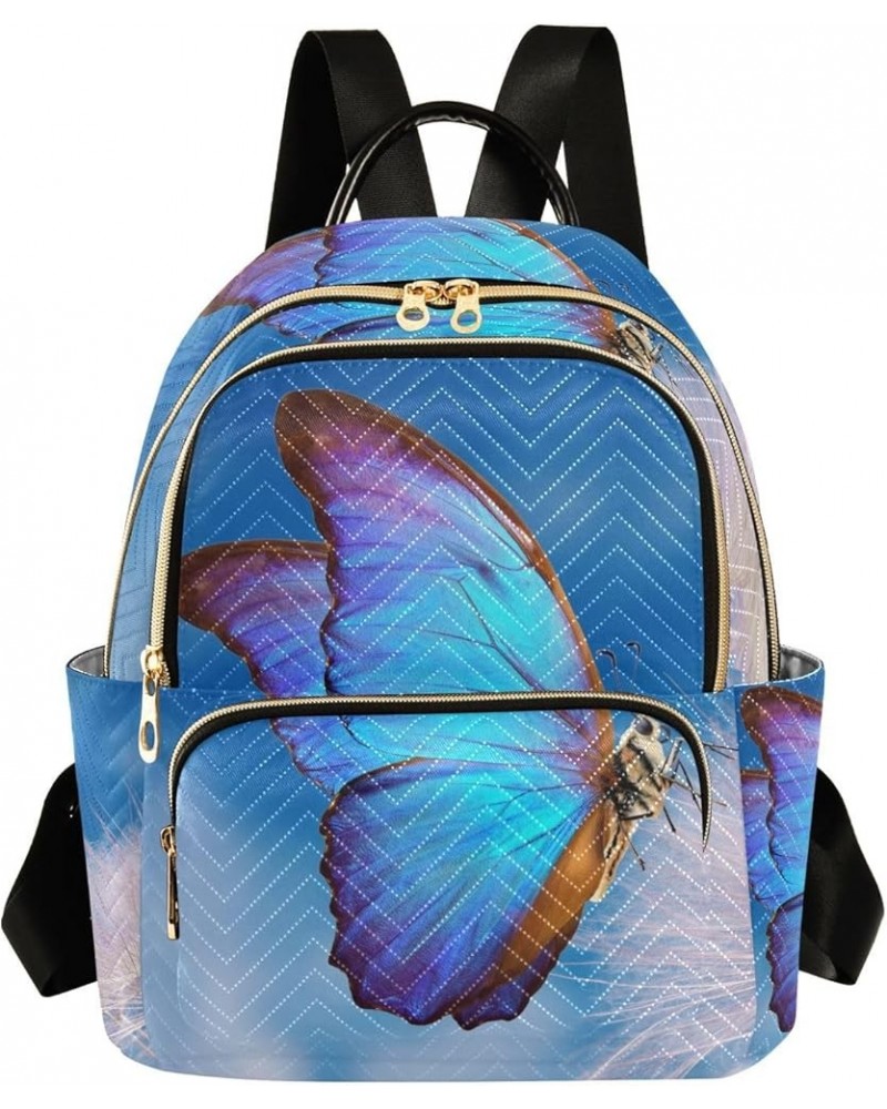 Morpho Butterfly Dandelion Mini Backpack Purse for Women Travel Bag Fashion Daypack Back Pack Shoulder Bag Multicolor Medium ...