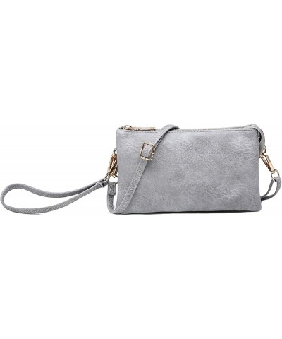 Riley Vegan Leather Crossbody Bag for Women - Small Clutch or Purse, Wallet Bags, Wristlet & Strap Grey Blue $20.65 Crossbody...