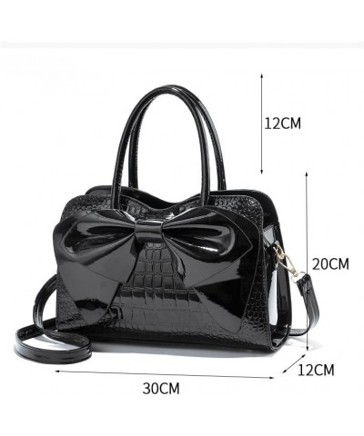 Women's Bowknot Tote Bag Vintage Top Handle Handbag Crocodile Leather Crossbody Bag for Women Trendy Hobo Shoulder Bag Purse ...