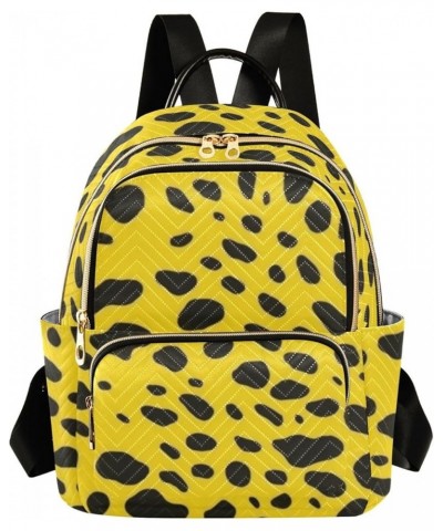 Medium Fashion Backpack for Women Yellow Black Leopard Print Ladies Travel Daypack Aesthetic Shoulder Bag 11.4×6.1×14.1 IN $1...