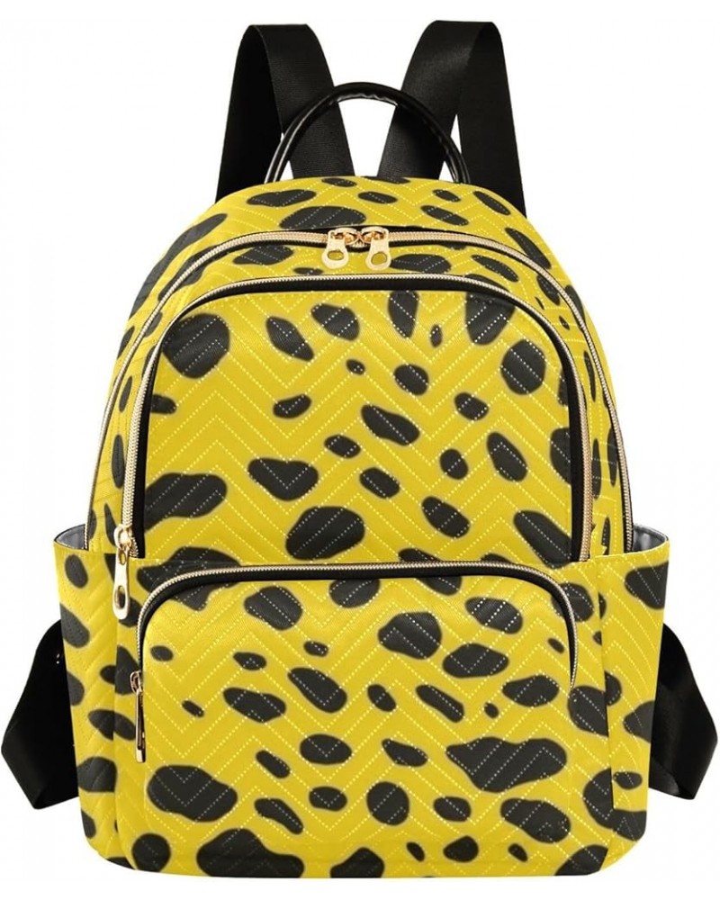 Medium Fashion Backpack for Women Yellow Black Leopard Print Ladies Travel Daypack Aesthetic Shoulder Bag 11.4×6.1×14.1 IN $1...