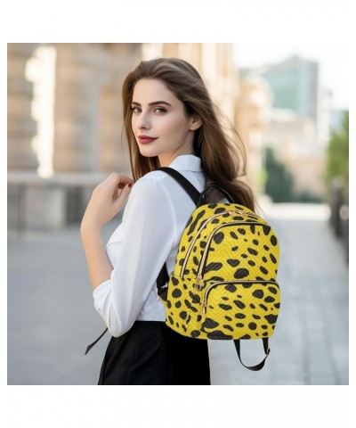 Medium Fashion Backpack for Women Yellow Black Leopard Print Ladies Travel Daypack Aesthetic Shoulder Bag 11.4×6.1×14.1 IN $1...