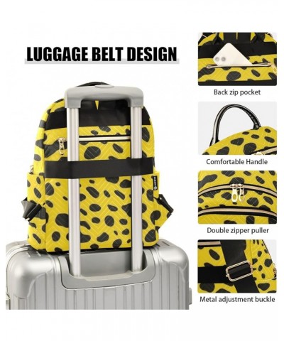 Medium Fashion Backpack for Women Yellow Black Leopard Print Ladies Travel Daypack Aesthetic Shoulder Bag 11.4×6.1×14.1 IN $1...