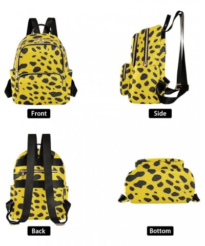 Medium Fashion Backpack for Women Yellow Black Leopard Print Ladies Travel Daypack Aesthetic Shoulder Bag 11.4×6.1×14.1 IN $1...