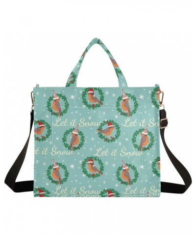 Christmas Bird Let It Snow Tote Bag Corduroy Bag Large Handbag Shoulder Bag Satchel Bag for Women $15.29 Totes