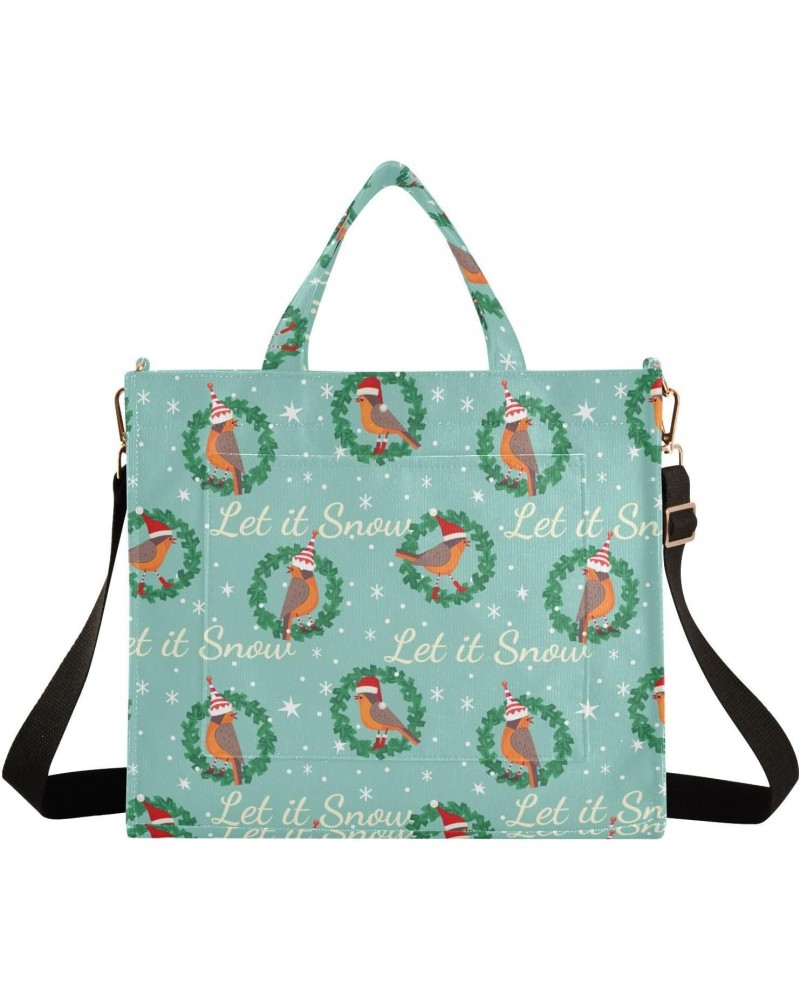 Christmas Bird Let It Snow Tote Bag Corduroy Bag Large Handbag Shoulder Bag Satchel Bag for Women $15.29 Totes