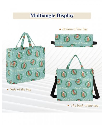 Christmas Bird Let It Snow Tote Bag Corduroy Bag Large Handbag Shoulder Bag Satchel Bag for Women $15.29 Totes