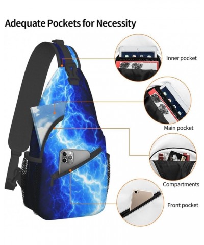 Fashion Chest Sling Bag For Women Men Adjustable Strap Crossbody Shoulder Backpack Hiking Travel Gym Unisex Daypack Blue Powe...