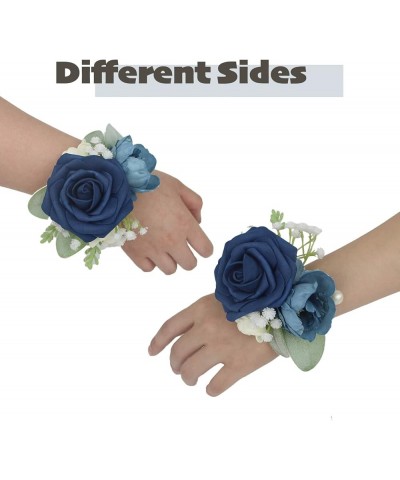 6Pcs Wrist Corsage White Green Corsage for Wedding Homecoming Prom Corsages Flower Corsage Wristlet 2 Count (Pack of 1) Navy ...