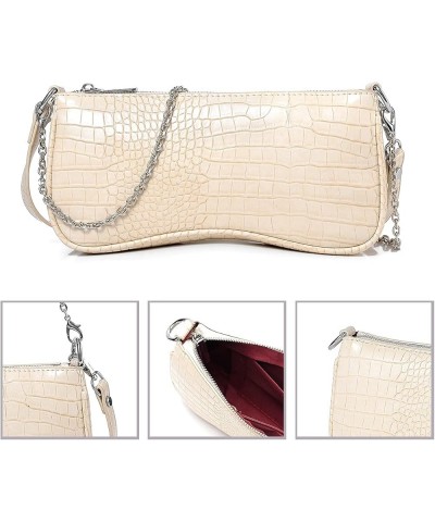 Shoulder Bag Retro Classic Purse Clutch Shoulder Tote HandBag with Zipper Closure for Women Large White $12.47 Shoulder Bags