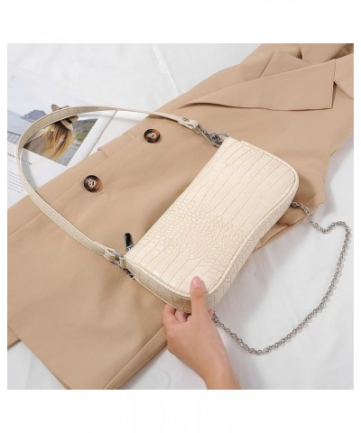 Shoulder Bag Retro Classic Purse Clutch Shoulder Tote HandBag with Zipper Closure for Women Large White $12.47 Shoulder Bags