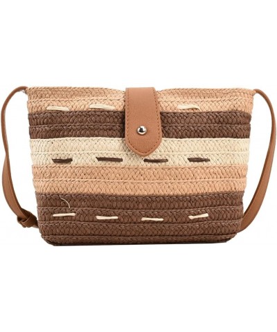 Ladies Woven Bag Handmade Commute Bag Fashion Portable Gradient Color Paper Rope for Seaside Holiday Khaki $8.19 Handbags