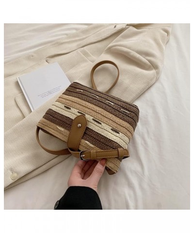 Ladies Woven Bag Handmade Commute Bag Fashion Portable Gradient Color Paper Rope for Seaside Holiday Khaki $8.19 Handbags