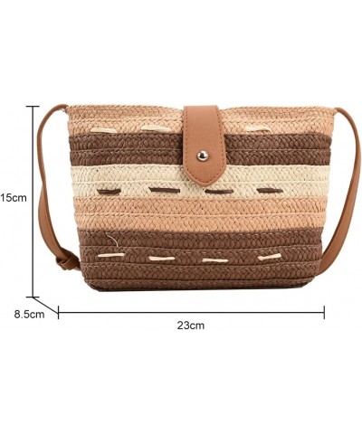 Ladies Woven Bag Handmade Commute Bag Fashion Portable Gradient Color Paper Rope for Seaside Holiday Khaki $8.19 Handbags