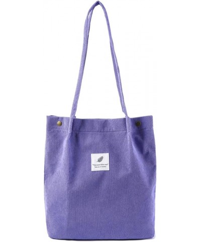 Large Corduroy Tote Bag for Women Corduroy Tote Bag Women Cord Handbags Totebag for Shopping Work Casual Purple $9.50 Totes