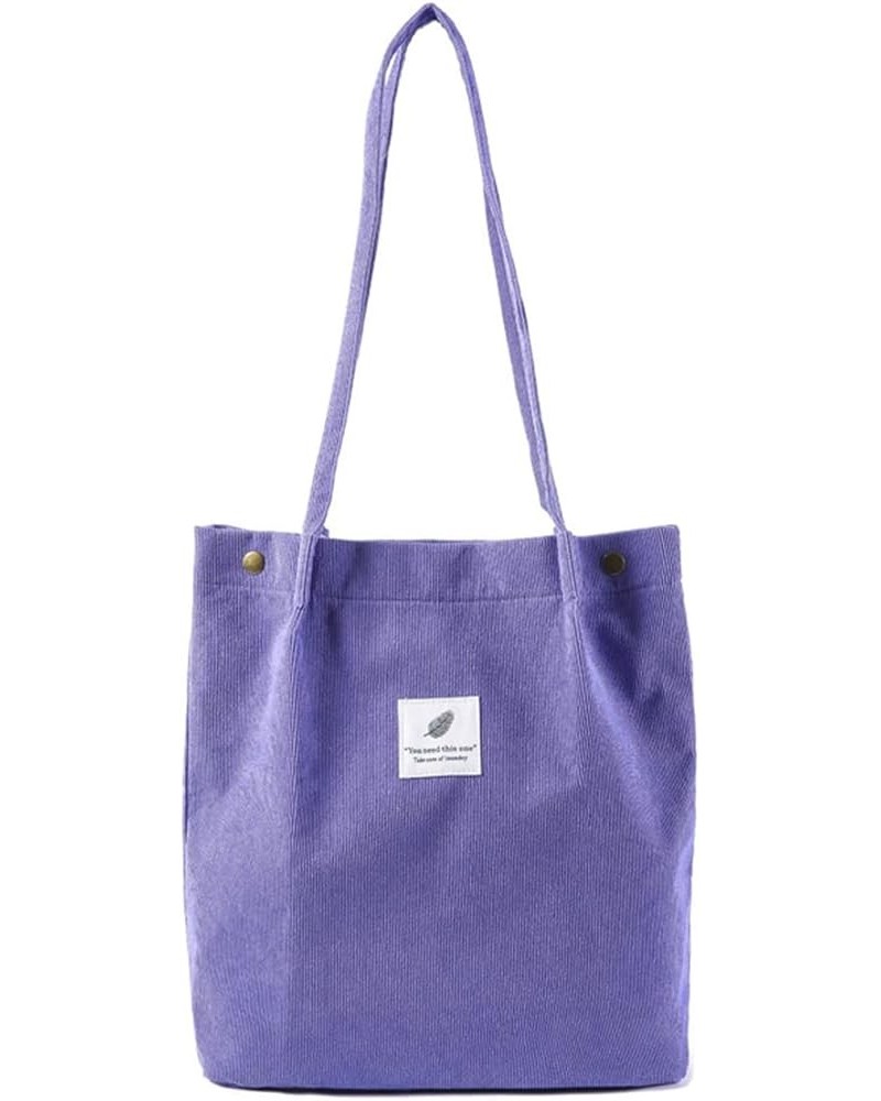 Large Corduroy Tote Bag for Women Corduroy Tote Bag Women Cord Handbags Totebag for Shopping Work Casual Purple $9.50 Totes