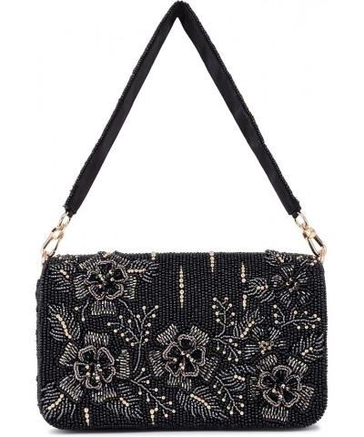 3D-BEADED CLUTCH LUXURY HANDBAGS BEADED BAGS TOP HANDLE BAGS WOMEN HANDBAGS CLUTCHES FANCY BAGS Black $38.95 Satchels