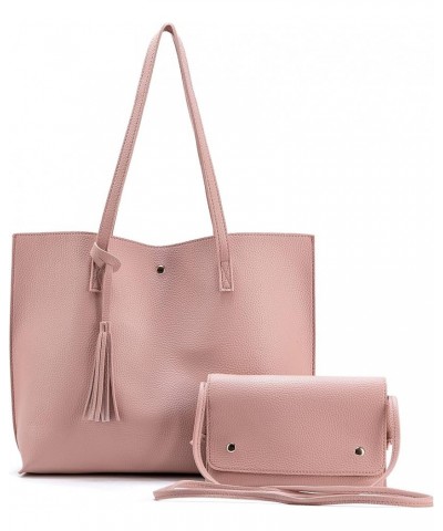 Womens Purses and Handbags Faux Leather PU Tote Bag Sets for Women Crossbody Bags Satchel Purse 2Pcs P-pink $8.63 Satchels