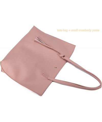 Womens Purses and Handbags Faux Leather PU Tote Bag Sets for Women Crossbody Bags Satchel Purse 2Pcs P-pink $8.63 Satchels