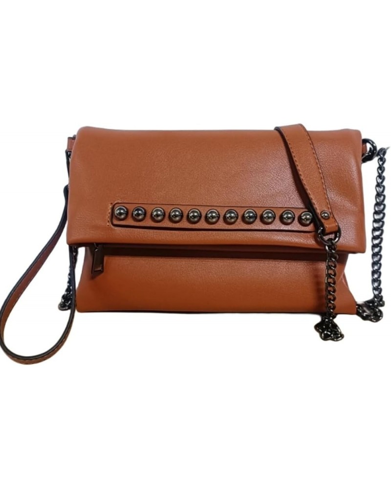 Womens Soft Vegan Leather Evening Handbag Envelope Clutch Bag Foldover Chain Party Prom Wedding Bag B-brown $8.63 Evening Bags