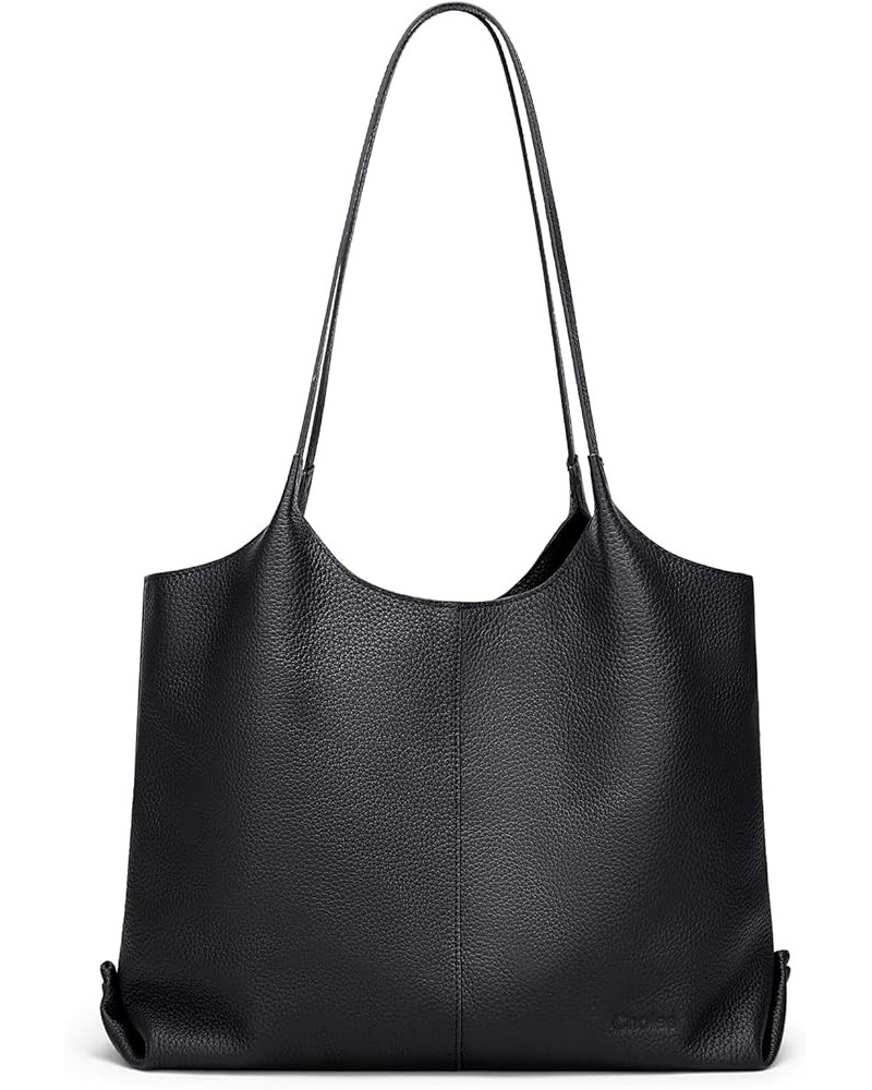 Hobo Bag for Women Shoulder Tote Bag Ladies Top Handle Handbag Soft Genuine Leather Top-handle Purse Black $32.55 Totes