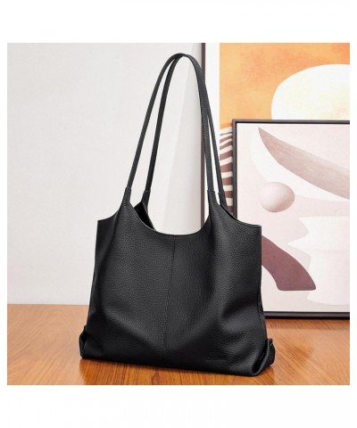 Hobo Bag for Women Shoulder Tote Bag Ladies Top Handle Handbag Soft Genuine Leather Top-handle Purse Black $32.55 Totes