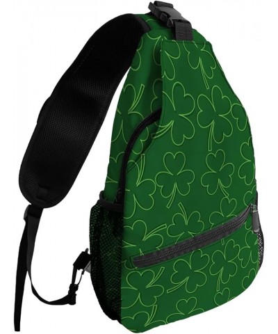 Sling Backpack, St. Patrick's Day Shamrock Texture Waterproof Lightweight Small Sling Bag, Travel Chest Bag Crossbody Shoulde...