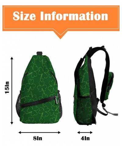 Sling Backpack, St. Patrick's Day Shamrock Texture Waterproof Lightweight Small Sling Bag, Travel Chest Bag Crossbody Shoulde...