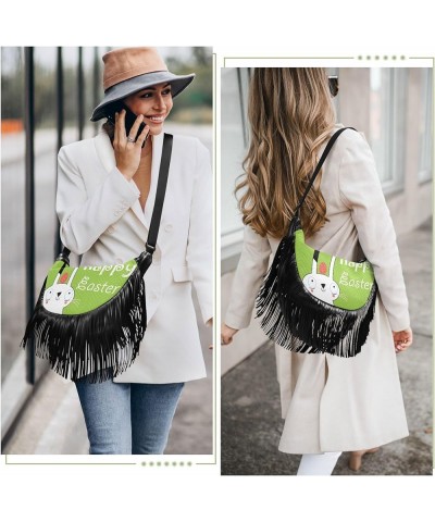 Women Fringe Tassel Cross Body Bag Geometrical Stripe Vintage Purple Leisure Shoulder Bag Color438 $12.42 Crossbody Bags