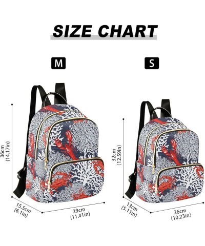 Ocean Women Backpack Marine Lobster Crab Coral Ocean Anti-Theft Travel Backpack with Luggage Belt Lightweight Handbag Lady Pu...