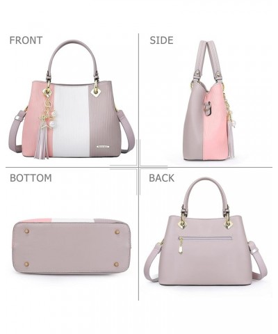 Handbags for Women with Multiple Internal Pockets in Pretty Color Combination, Women's Satchel Handbag Pink/White/Grey $29.59...