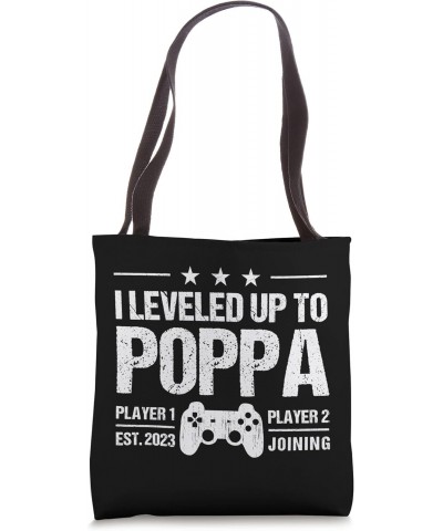 I Leveled Up To Poppa Est 2023 - Funny New Dad Gamer Vintage Tote Bag $11.50 Totes